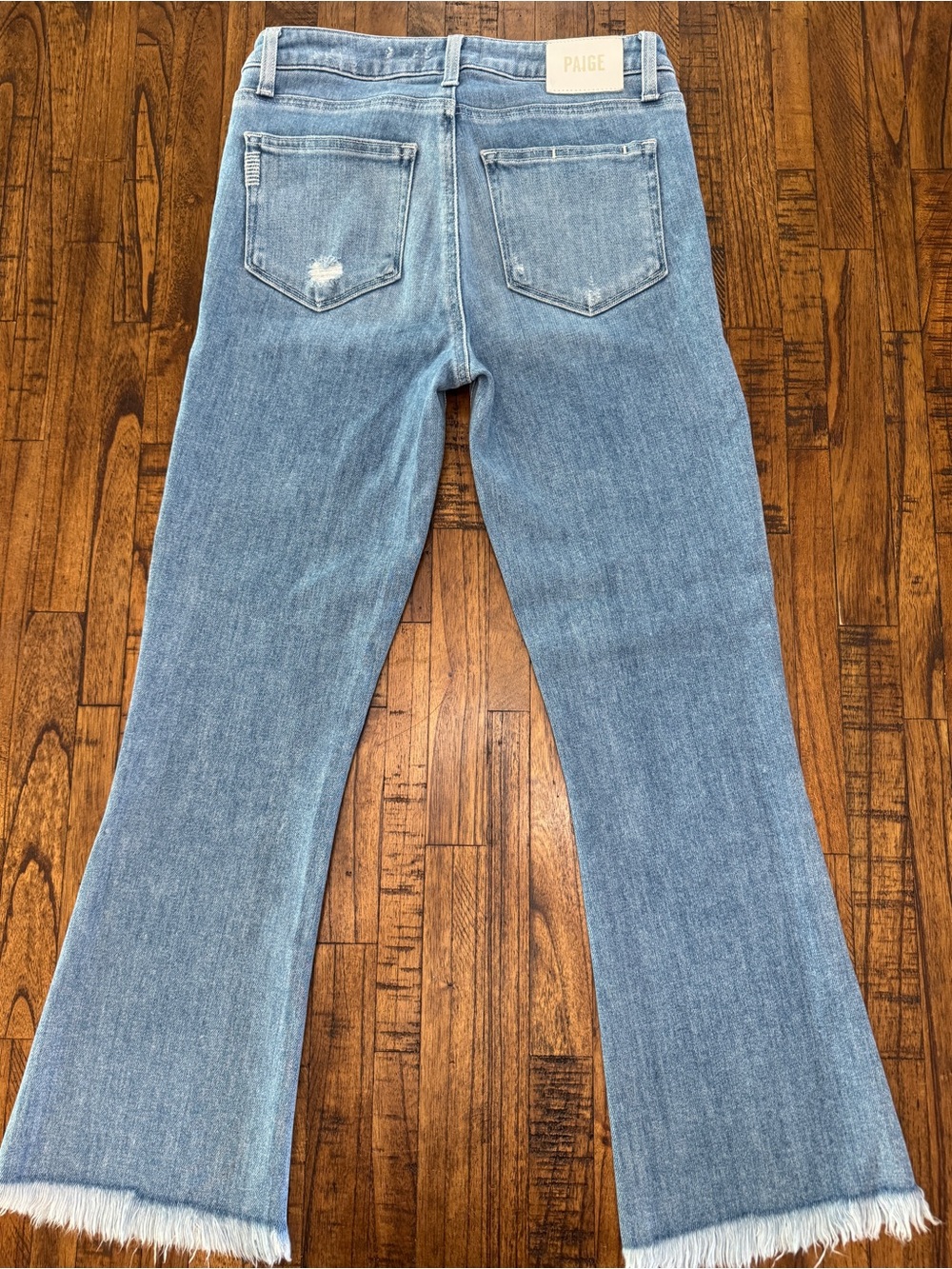 PAIGE Colette Crop Flare with Frayed Hem Light Wash Jeans Size 27 - Picture 2 of 11